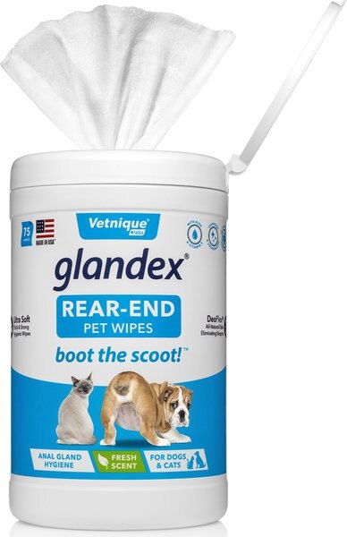 Vetnique Labs Glandex Wipes Cleansing and Deodorizing Anal Gland Hygienic Rear End Dog and Cat Wipes