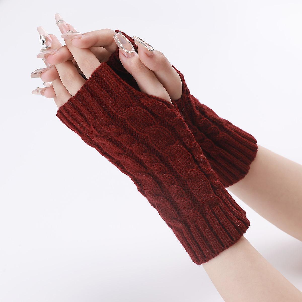 Women Girls Wrist Arm Knitted Mitten Winter Long Hand Warmer Fingerless Gloves