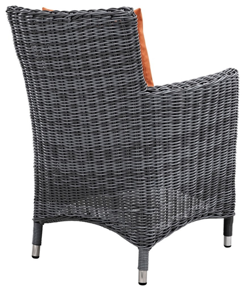 Modway Summon 2 Piece Rattan Fabric Patio Dining Chairs in Canvas Gray/Tuscan   Outdoor Dining Chairs   by Homesquare  Houzz