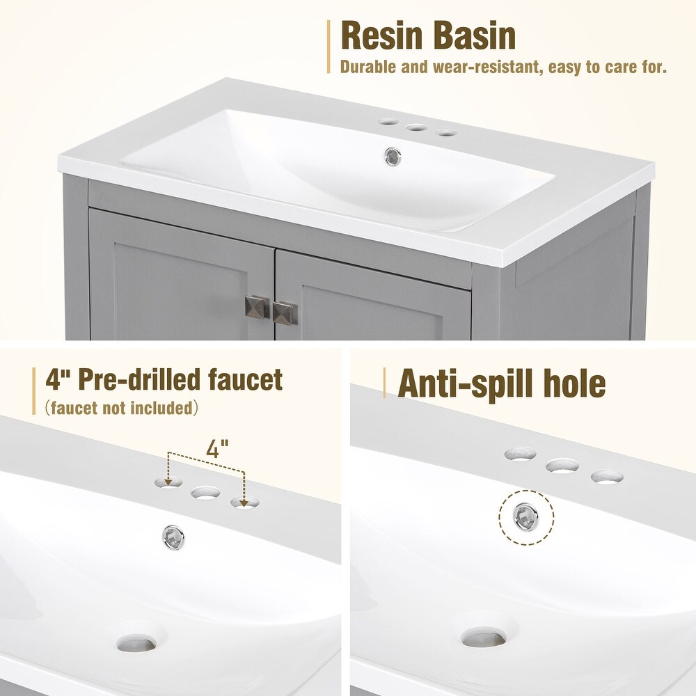 Multifunction Bathroom Vanity with Single Sink  Combo Cabinet Undermount Sink Storage Cabinet with Pull out Darwer  Grey