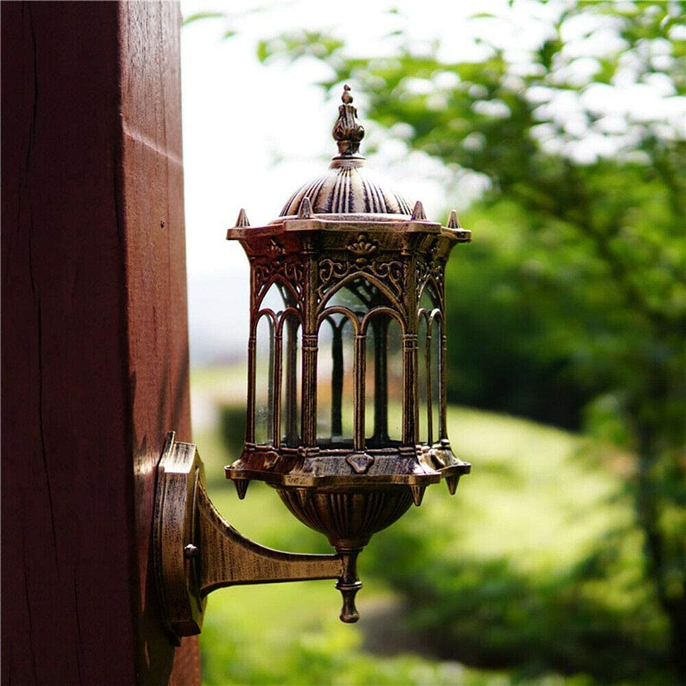 TFCFL Antique Wall Lamp Aluminum Glass Lantern Wall Light Garden Outdoor Sconce Lamp