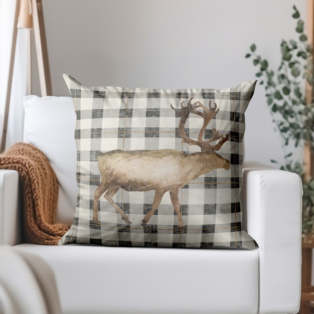 Santas Deer Ii By Pi Holiday Collection Minimalist Throw Pillow