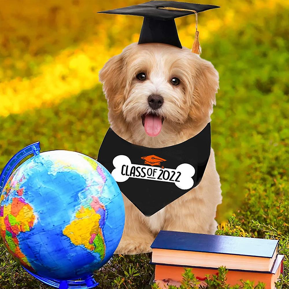 Pet Graduation Caps Black Dog Graduation Hats Dog Graduation Bandana Scarf Pet Cosplay  Set For Graduation Party Dress