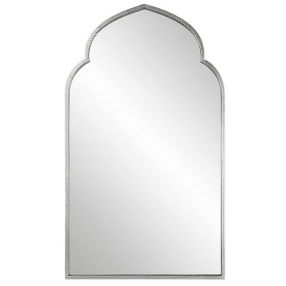 Benjara BM276693 38 Inch Wood Wall Mirror  Morocca...