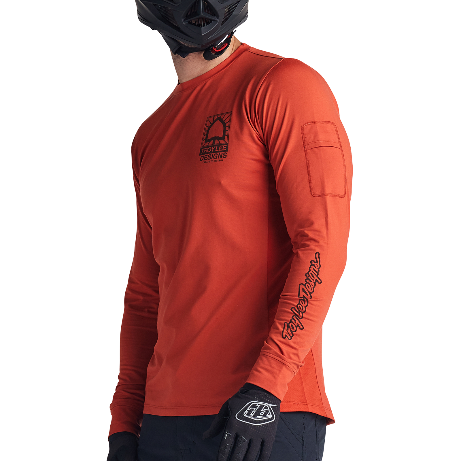 Troy Lee Designs Ruckus Long Sleeve Ride Tee - Bolts - Create To Destroy - Brick