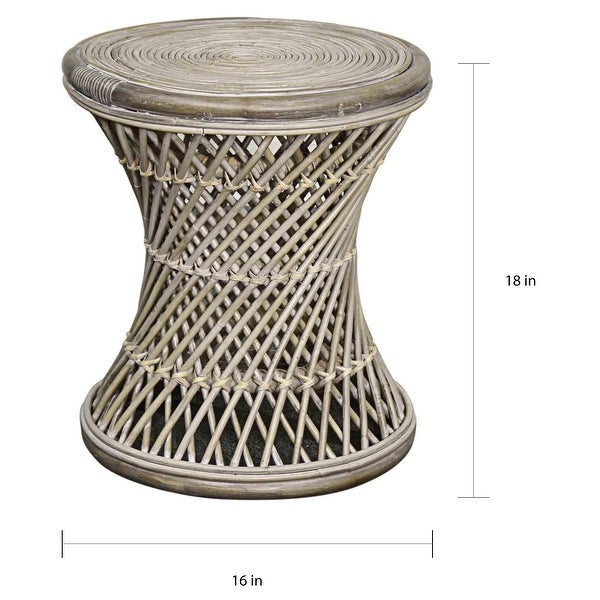 Keala Brown/Off-white Rattan Round Stool