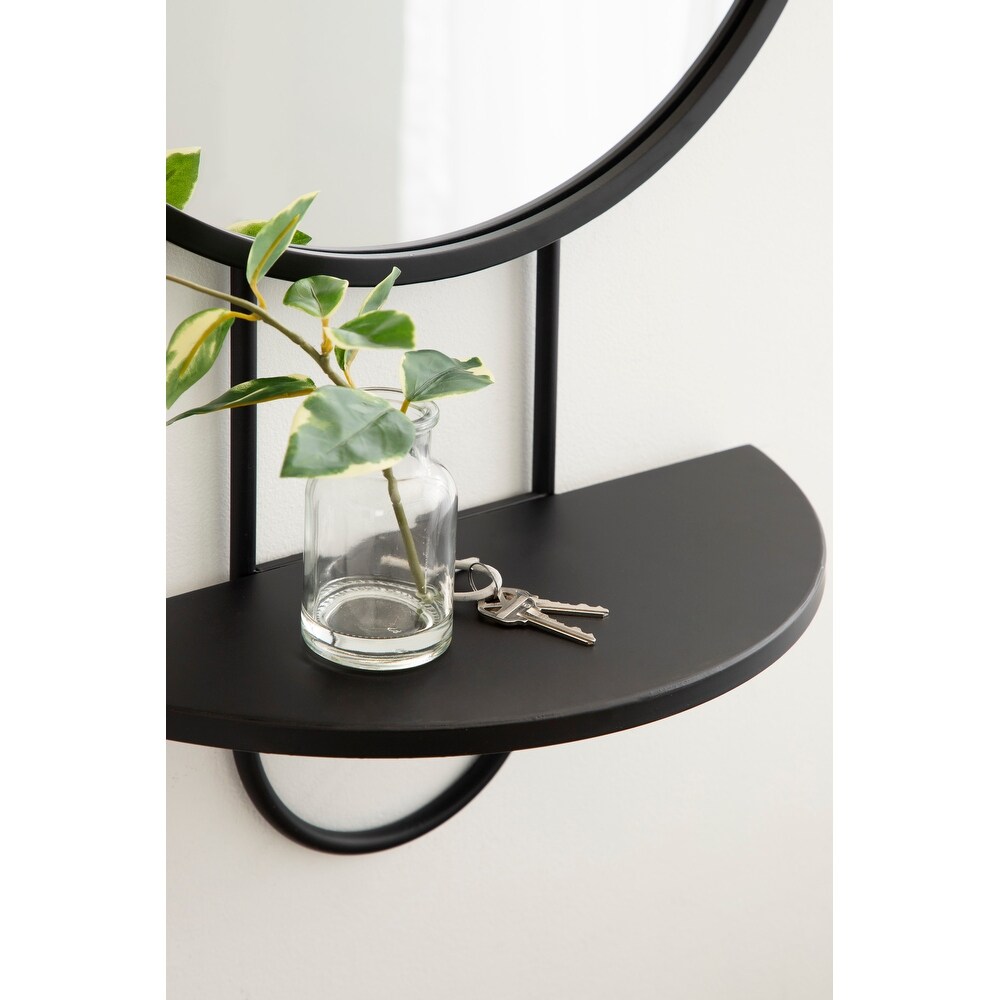 Kate and Laurel Patel Round Mirror with Shelf