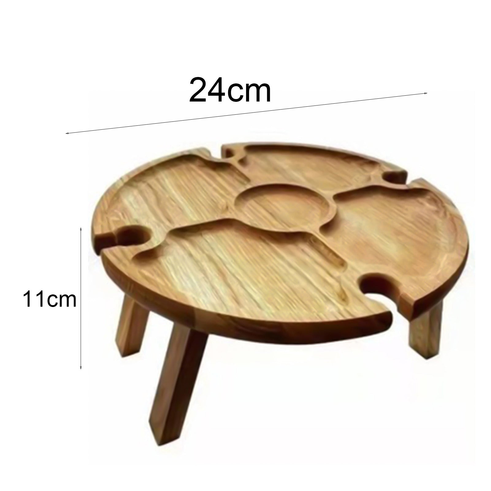 Hloma Folding Table Compact Wide Application Wood Outdoor Wine Glass Holder Picnic Table for Garden