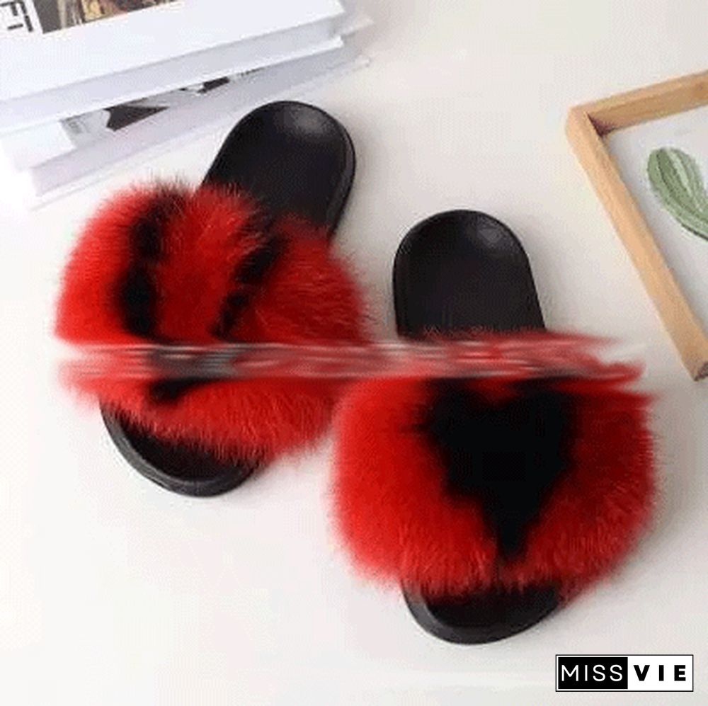 Furry Slippers Flat Half-drag Slippers