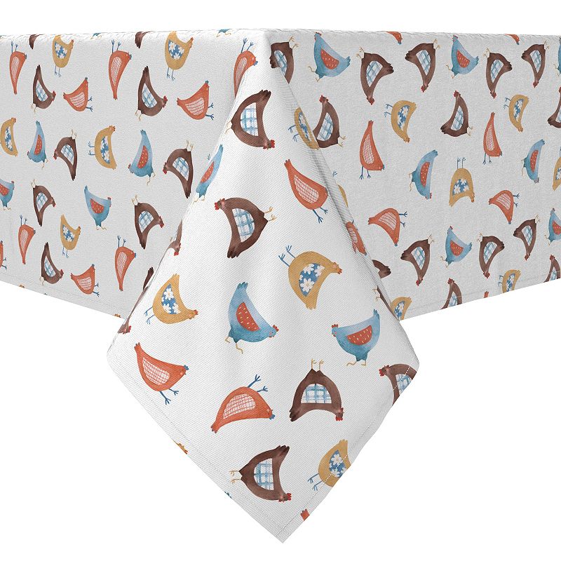 Rectangular Tablecloth， 100% Cotton， Country Chickens Design