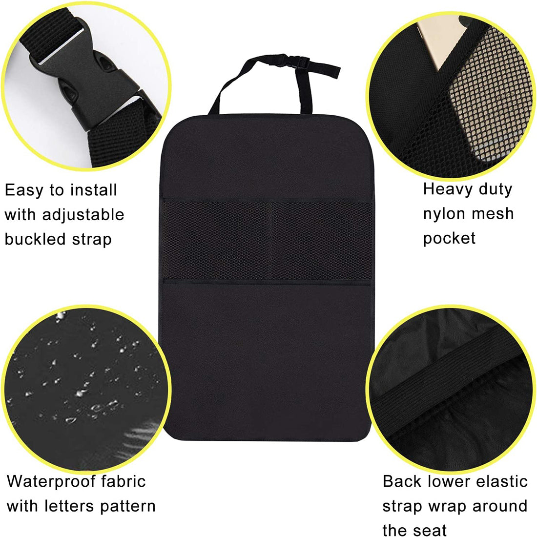 2 Pack Kick Mats Back Seat Protectors for Kids - Three Layer Thick