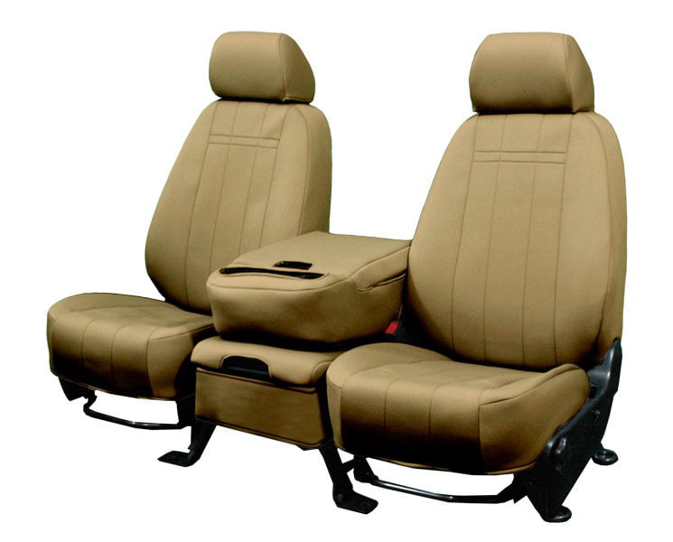 CalTrend Front Neo Seat Covers for 2015-2020 Ford F-150 - FD507-06NA Beige Insert and Trim