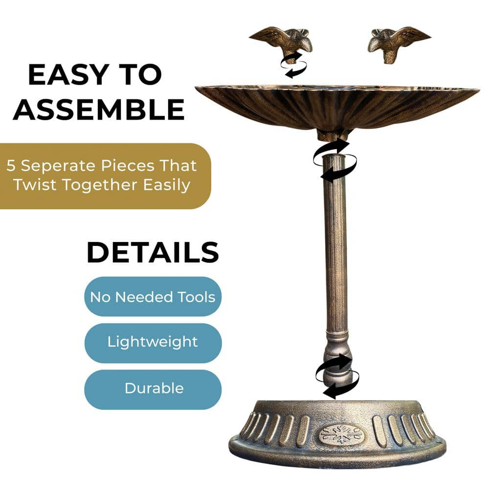 BACKYARD EXPRESSIONS PATIO · HOME · GARDEN Bronze Resin Birdbath with Built-In Planter 905493