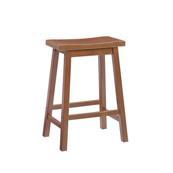 MUSEHOMEINC Solid Wood Saddle Seat Stools for Kitchen，Set of 2，Vintage Counter Height Bar Stools for Dining， Pub and Bistro