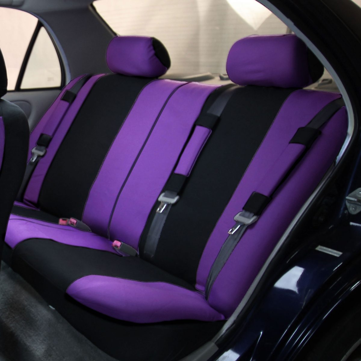 FH Group Light and Breezy AFFB030PRP115CM Purple Flat Cloth Full Set Car Seat Cover with Air Freshener