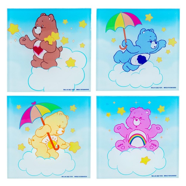 Silver Buffalo Care Bears Clouds Glass Coasters Set Of 4