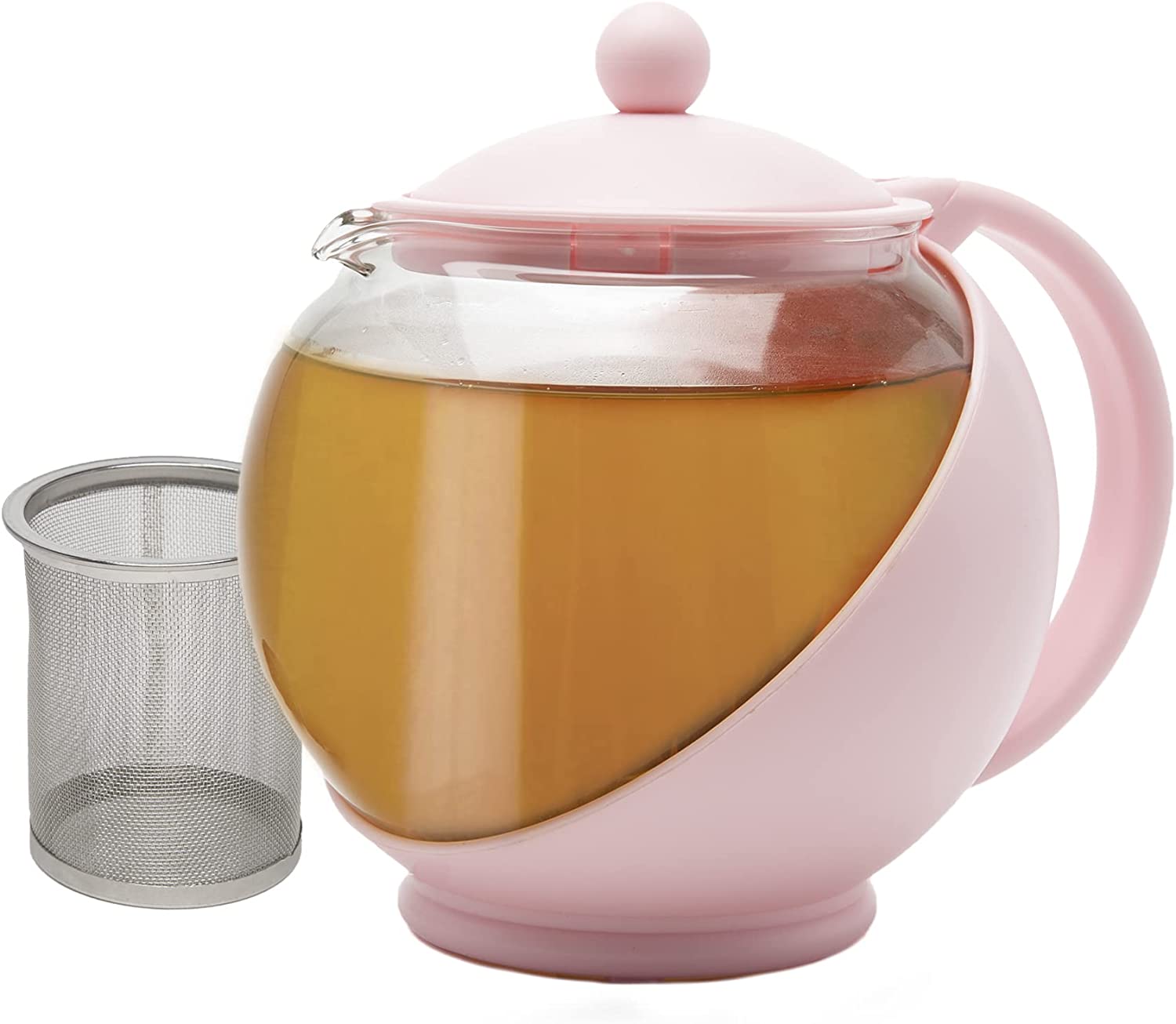 Primula Half Moon Teapot Set with 4 Tea Cups, Removable Stainless Steel Filter and Infuser, Glass Tea Maker, Filter, Dishwasher Safe, 40-Ounce, Tea Gift Set, Tea Set for Service of 4 Adults