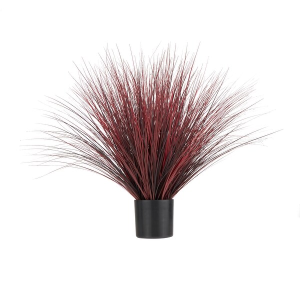 Green or Red Faux Foliage Onion Grass Artificial Plant with Black Plastic Pot