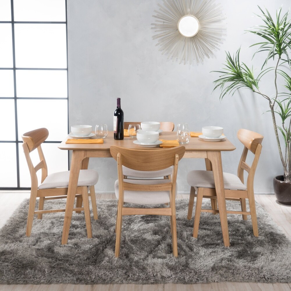 Idalia Fabric and Rubberwood 5 piece Wood Rectangular Dining Set by Christopher Knight Home