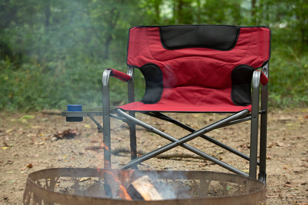 Ozark Trail XXL Folding Padded Director Chair with Side Table, Red