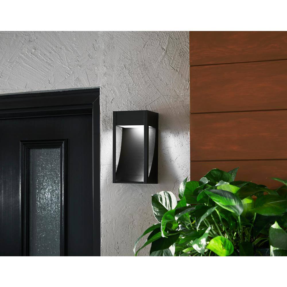 Home Decorators Collection Monticello 1-Light Oil Rubbed Bronze Outdoor Integrated LED Wall Lantern Sconce with Etched Lens 23701