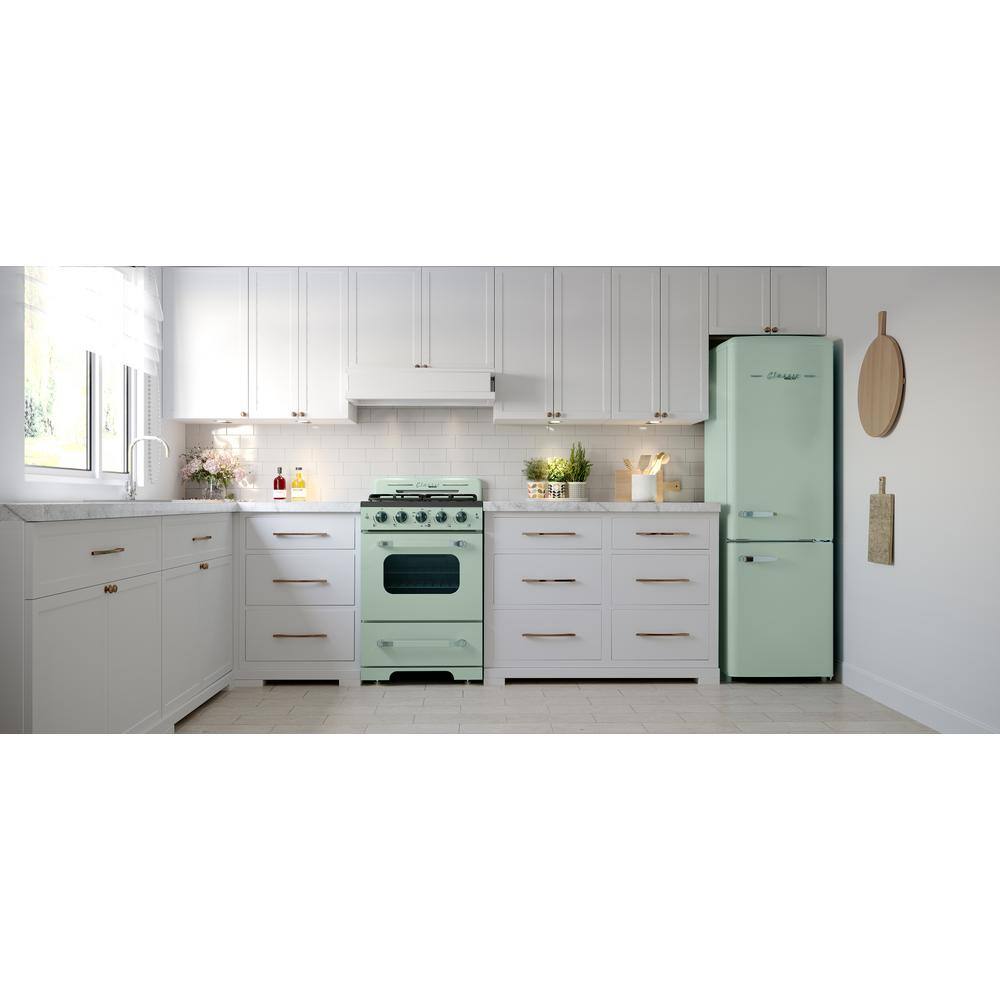 Unique Appliances Classic Retro 24 in. 2.9 cu. ft. Retro Gas Range with Convection Oven in Summer Mint Green UGP-24CR LG