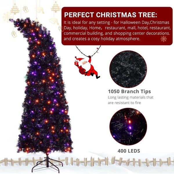 7 FT Bendable PreLit Christmas Tree with 400 LED Lights