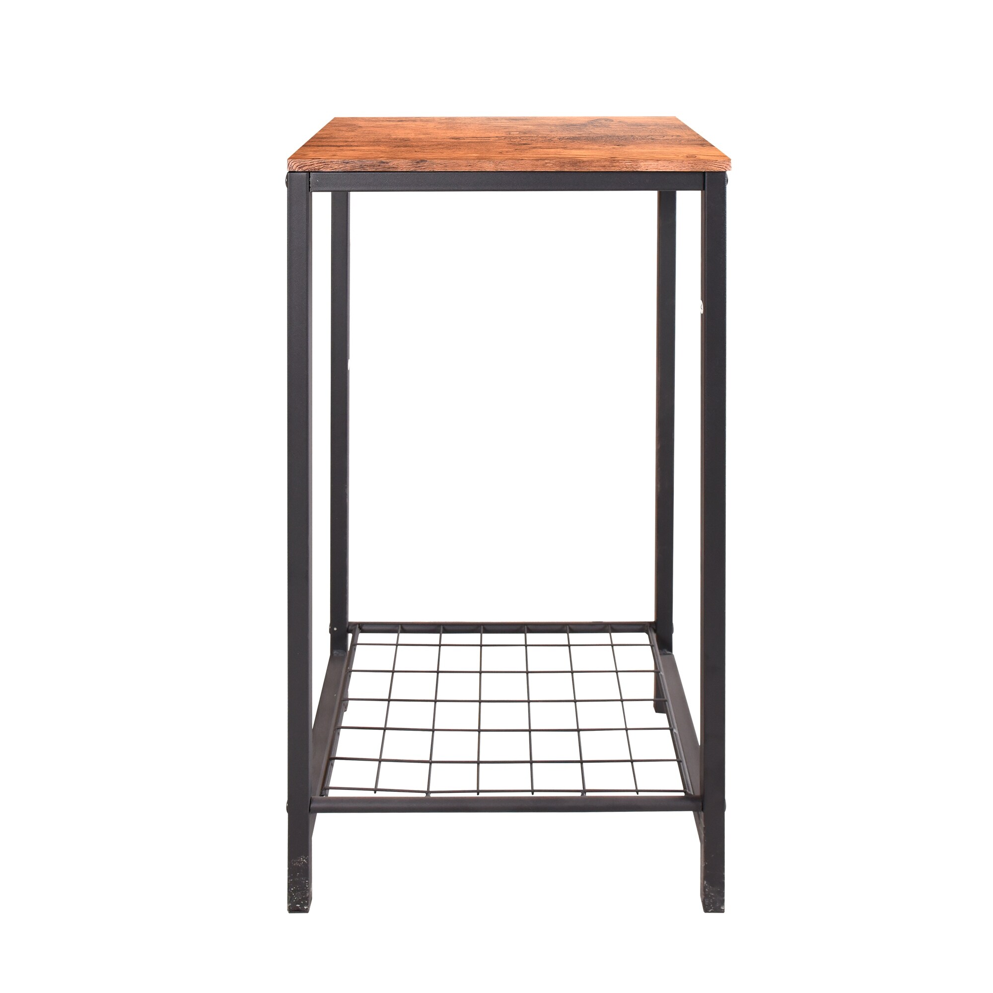 2-Tier End Table， Industrial Side Table Nightstand with Durable Metal Frame， Coffee Table with Mesh Shelves - 15.94 x 12 x 29.33