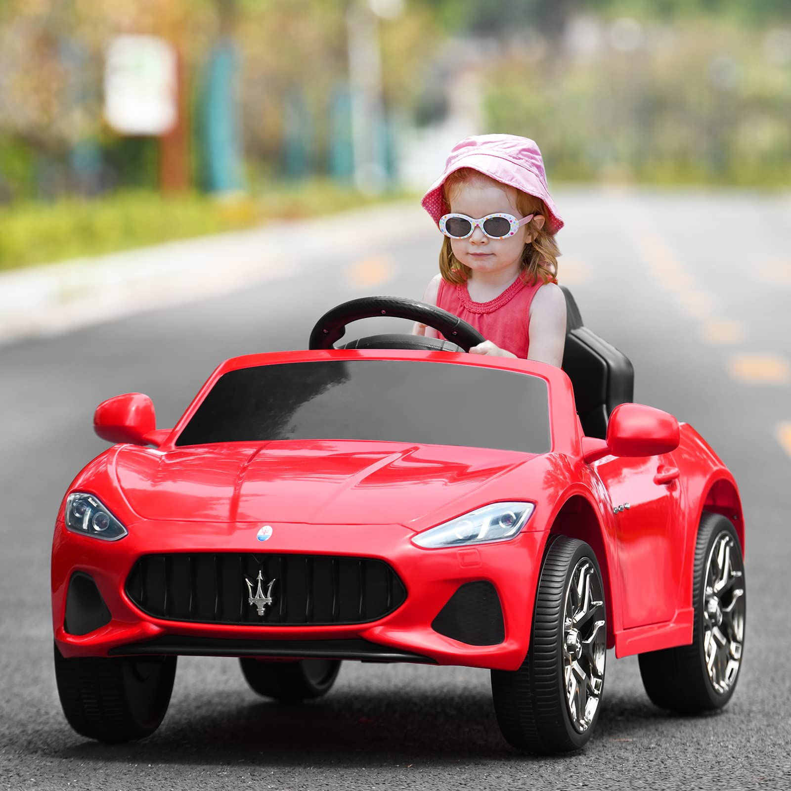 Costzon Ride on Car, 12V Licensed Maserati GranCabio Battery Powered Vehicle w/ Remote Control, Spring Suspension