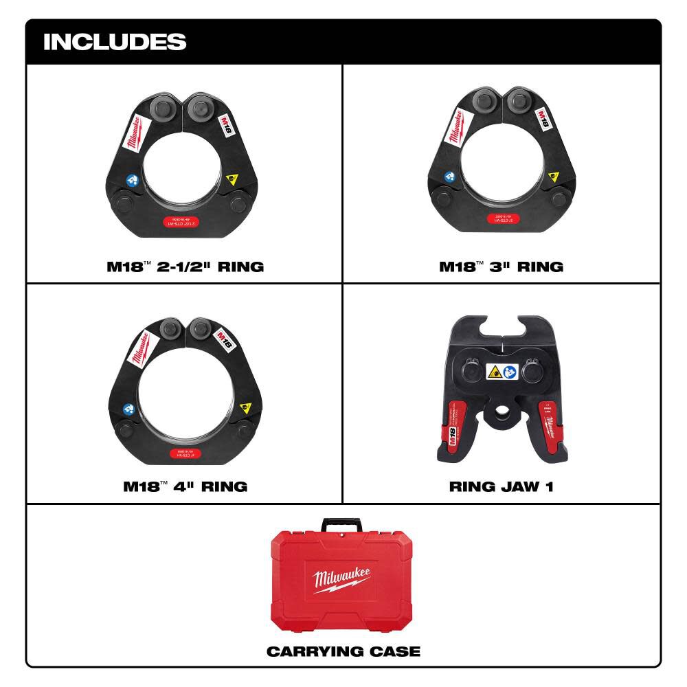 Milwaukee M18 Force Logic Press Ring 2-1/2 in. to 4 in. Kit 49-16-2690 from Milwaukee