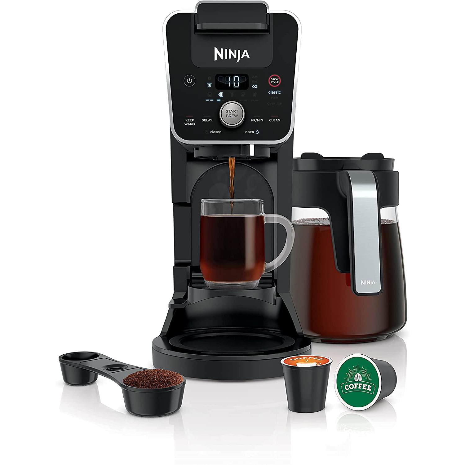 Restored Ninja DualBrew 12-Cup Drip， Single-Serve Coffee Maker Factory (Refurbished)