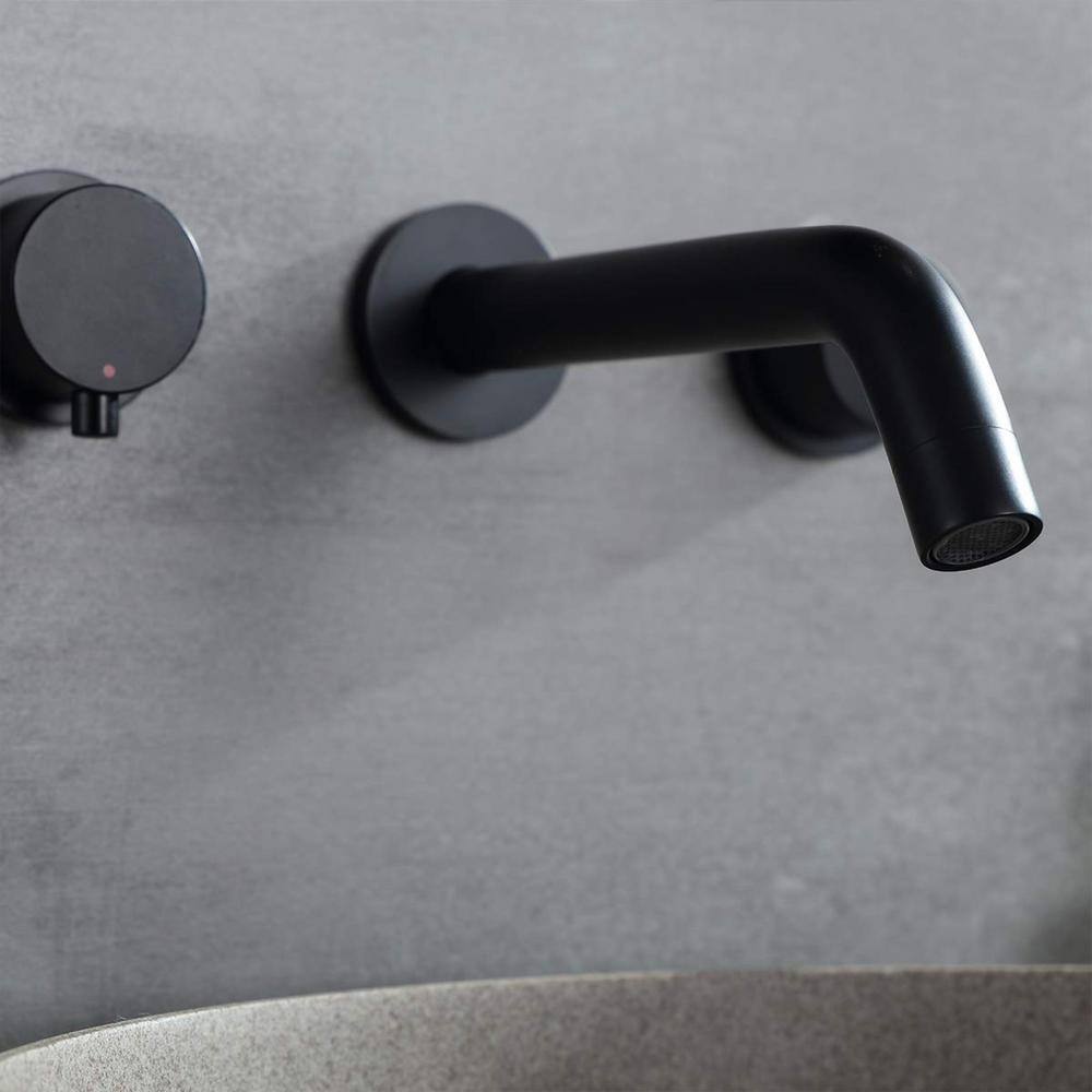 Hlihome 2-Handle Wall-Mounted Bathroom Faucet in Matte Black RBDK-9049-MB