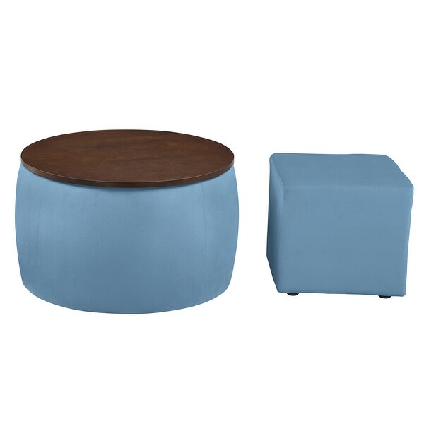 Round Ottoman Set with Storage (2 in 1 combination)