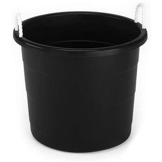 HOMZ 18 Gal. Black Plastic Utility Storage Bucket Tub with Rope Handles (4-Pack) 2 x 0402BKDC.02