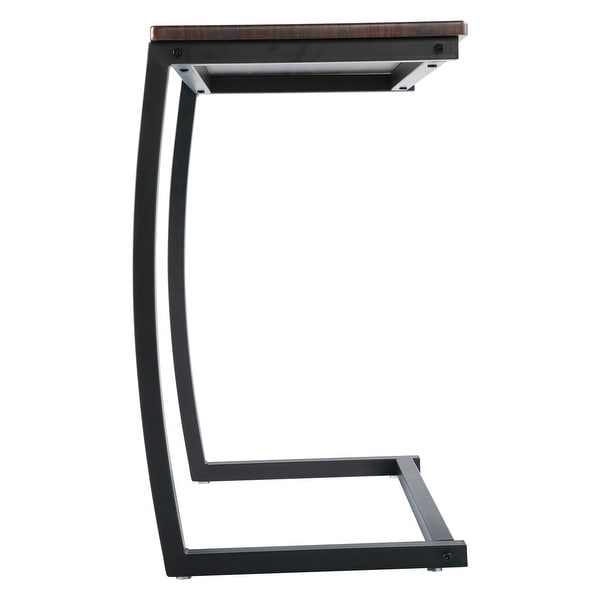 Industrial Sofa Side Table， C Shaped End Table， Portable Bedside Workstation， Laptop Holder with Metal Frame， Small Spaces