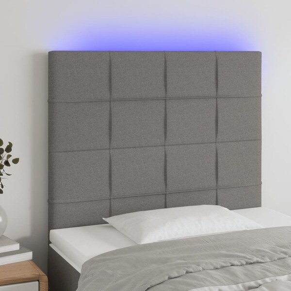 vidaXL LED Headboard Dark/Light Gray multisize Fabric - - 37421102