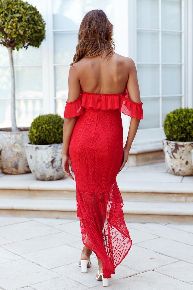 List Goes On Maxi Dress Red