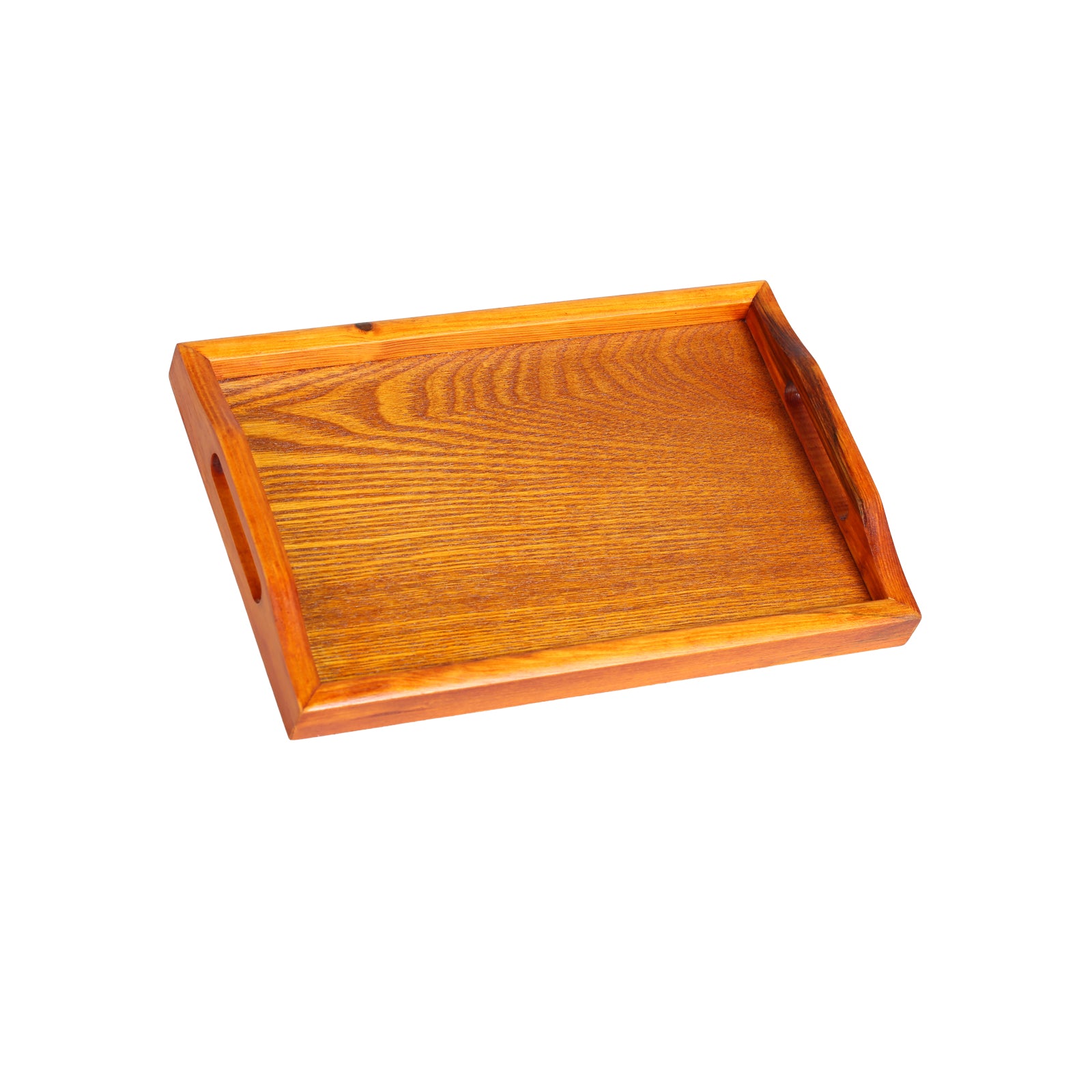 Delaman Wooden Serving Tray Large with Handles Homes and Gardens for Tea Water Drinks Breakfast Food  (Brown， Rectangle)