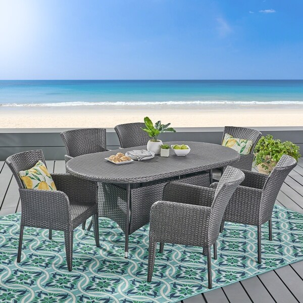 Corsica Outdoor 7piece Wicker Dining Set by Christopher Knight Home