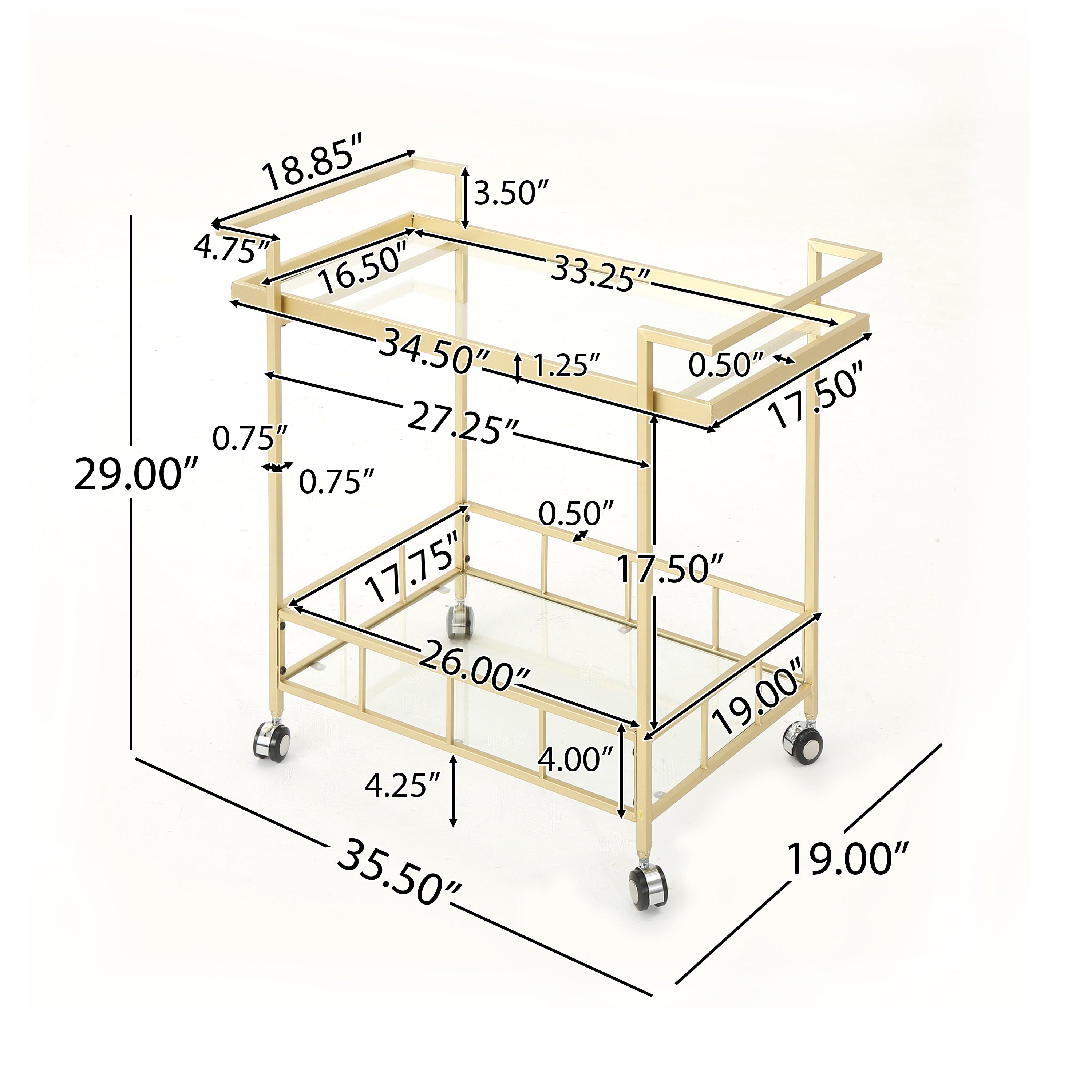 Brose Modern Iron and Glass Bar Cart