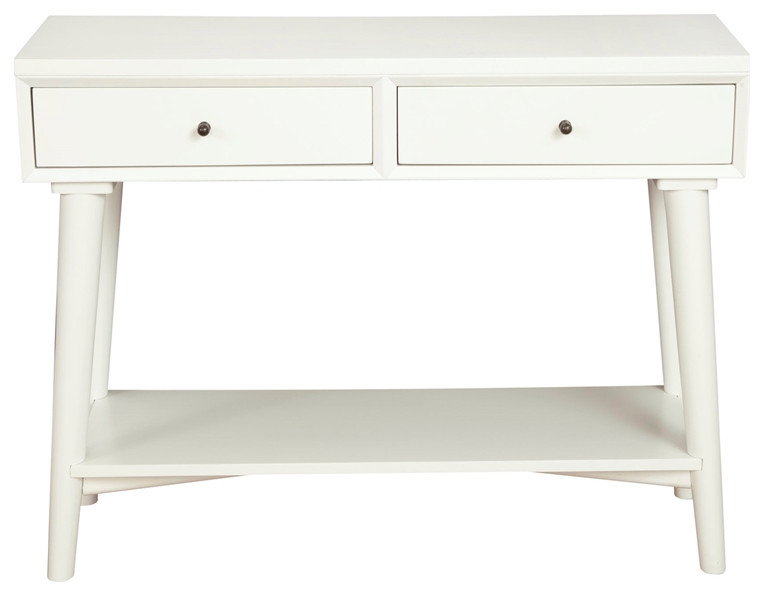 Alpine Furniture Flynn Wood Console Table with 2 Drawers in White   Midcentury   Console Tables   by Homesquare  Houzz
