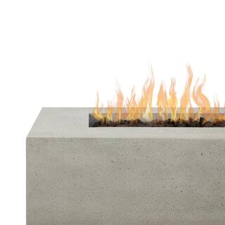 JENSEN CO Brookhurst 42 in. L X 12 in. H Outdoor GFRC Liquid Propane Fire Pit in Flint with Lava Rocks 1592LP-FLNT