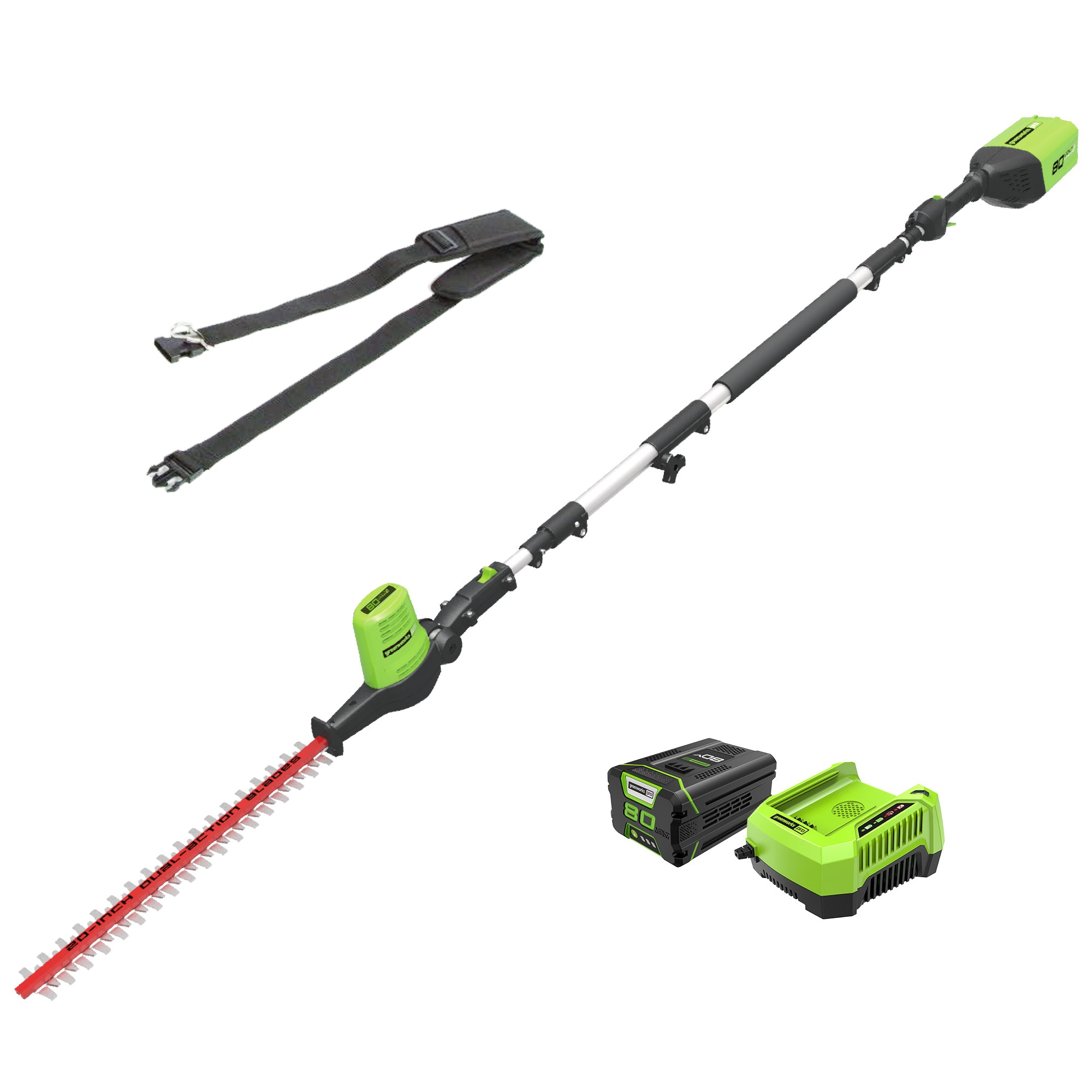 80V 20-Inch Cordless Pole Hedge Trimmer | Greenworks Pro