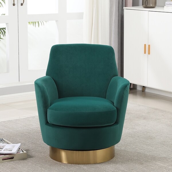 Velvet Swivel Barrel Chair，Swivel Accent Chairs Armchair for Living Room