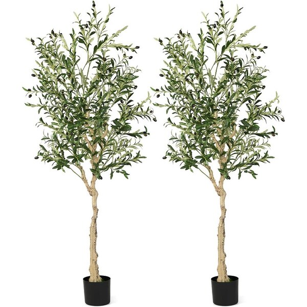 6 Feet Artificial Olive Tree in Cement Pot