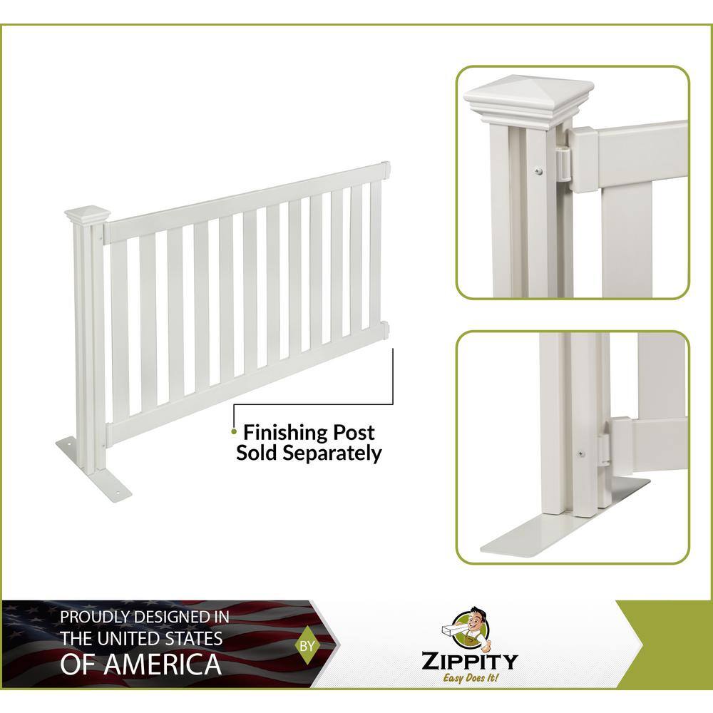 Zippity Outdoor Products 65.5 in. x 38 in. Davidson Hinged White Vinyl Portable Event Spaced Picket Fence Kit ZP19062