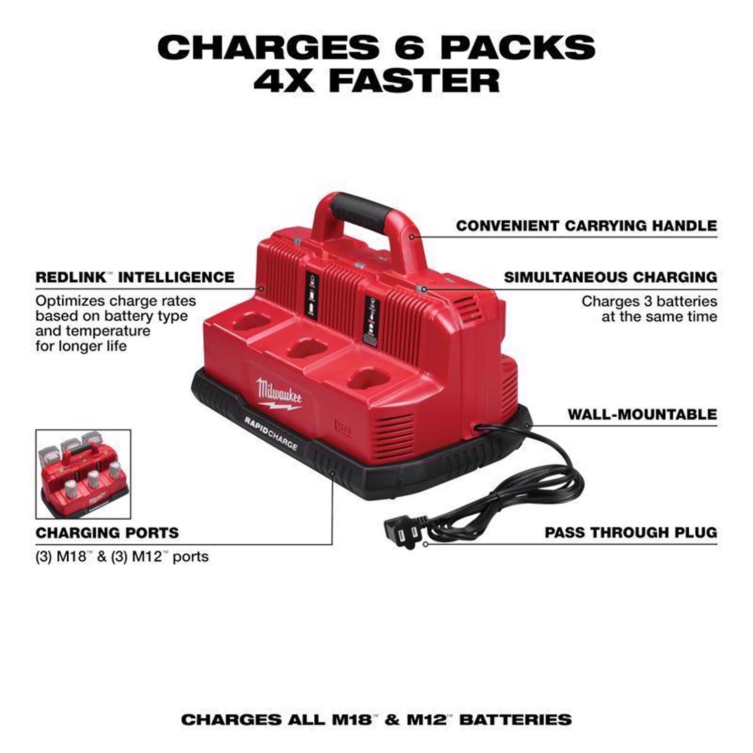 MW M18/M12 18 V Lithium-Ion 6-Port Rapid Charging Station 1 pc