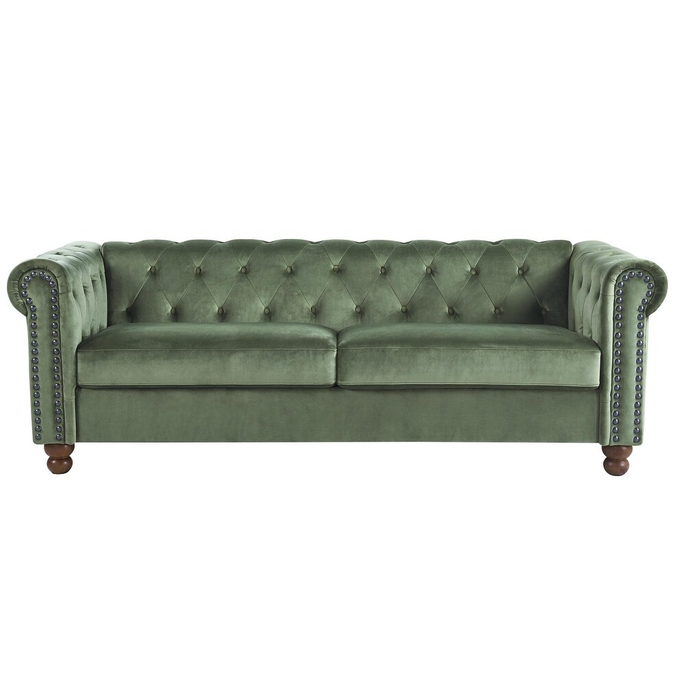 80 inch Tufted Fabric/Leather Chesterfield Sofa