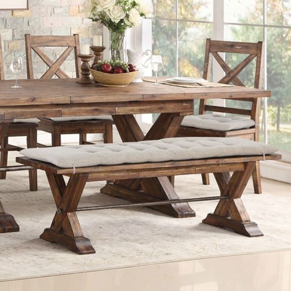 Rustic Dining Bench 60 with Cushion