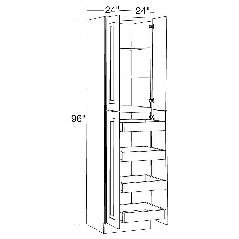 Home Decorators Collection Grayson Deep Onyx Plywood Shaker Stock Assembled Pantry Utility Kitchen Cabinet 4-ROT 24 in. x 96 in. x 24 in. U242496-4T-GDO